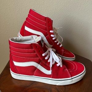Vans Sk8-Hi Skate Shoe - Racing Red high top sneakers (men’s 10.5 / wmns 12)